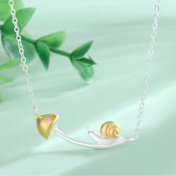 Gold and Silver Snail Pendant Necklace - Picture 2 of 5